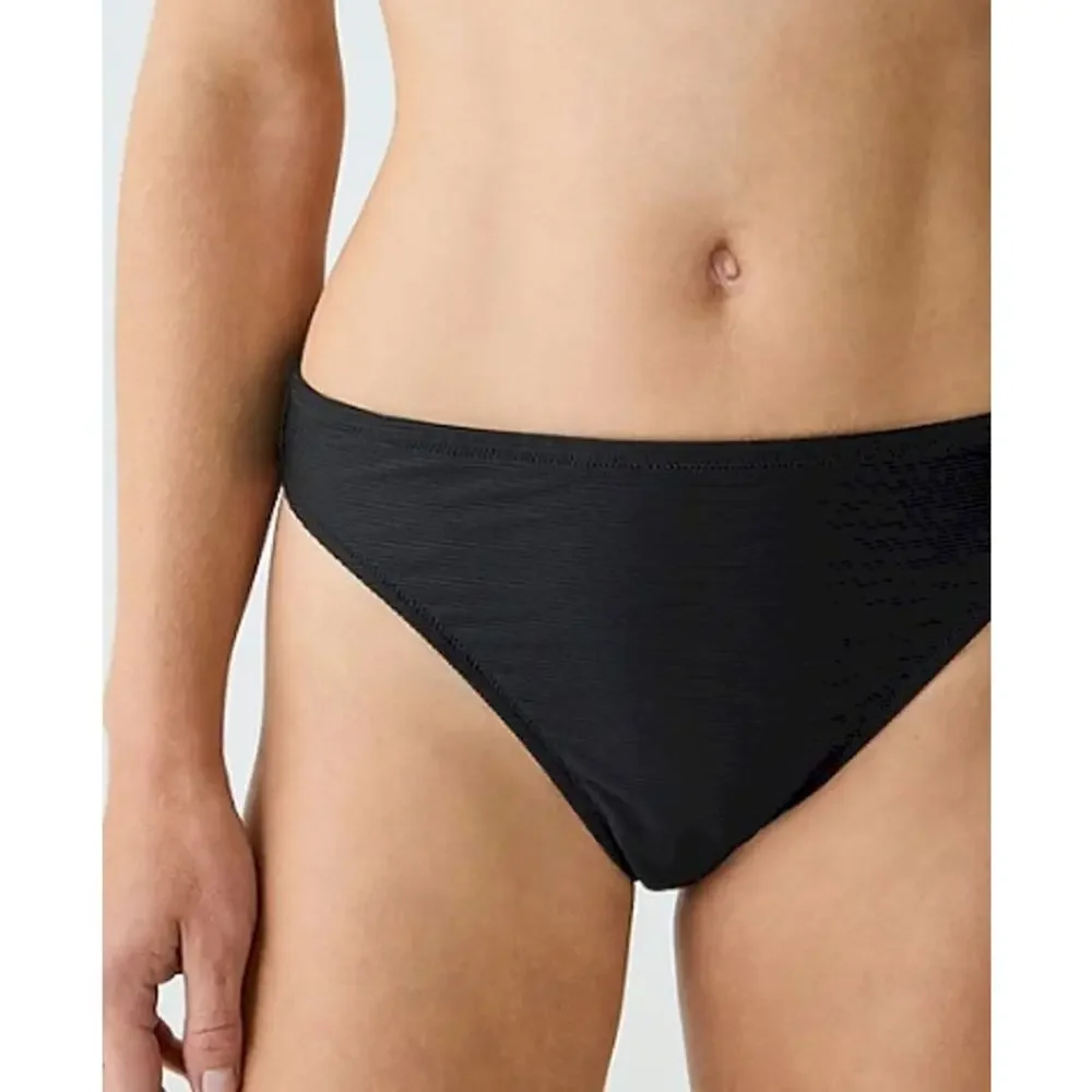 NWT J. Crew Ribbed high-rise cheeky bikini bottom Swim Size S Black Style BE808